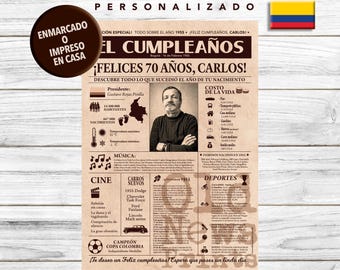 Portada vintage del año 1955 - El regalo personalizado para los nacidos en Colombia que cumplen 70 años