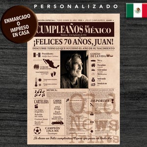 Portada vintage del año 1955 - El regalo personalizado para los nacidos en México que cumplen 70 años - 70th Birthday Newspaper Poster.