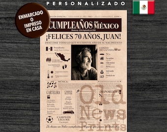 Portada vintage del año 1955 - El regalo personalizado para los nacidos en México que cumplen 70 años - 70th Birthday Newspaper Poster.