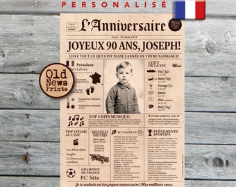 Journal de naissance 1934 - Affiche année de naissance, anniversaire 90 ans, décoration fête anniversaire, cadeau 90 ans, journal anglais