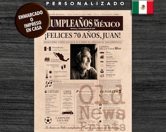 Periódico Personalizado 50 Años México - Portada Vintage de Cumpleaños - Regalo Original