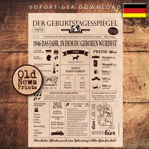 Geschenkzeitung zum 79. Geburtstag 1946- Vintage DEUTSCH Geburtstagszeitung mit echten Daten - einzigartiges Geburtstagsgeschenk