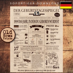 66.Geburtstagszeitungs-Poster, 66.Geburtstaggeschenk, 1959, 66.Geburtstags-Partydekoration, 66