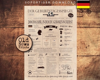 18th Birthday Newspaper Poster, Back in 2008 (Digital Download)