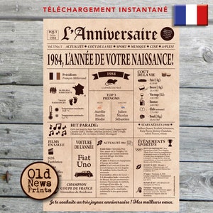 Affiche 1984 - Affiche année de naissance, anniversaire 41 ans, idée cadeau pas cher, décoration fête anniversaire, cadeau dernière minute