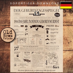 81. Geburtstag 1944, personalisiertes Zeitungsplakat, vintage Geburtstagsgeschenk mit echten Daten