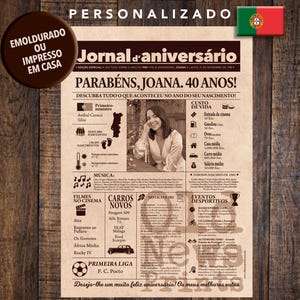 Cartaz 1985 - Jornal Aniversário Personalizado, Presente 40 Anos, Jornal Portugal, Personalized 40th Birthday Gift, Vintage Newspaper Poster
