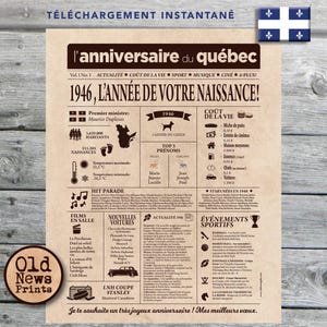 1946 年ケベック – Cadeau anniversaire 80 ans personnalisé を添付