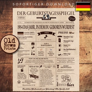Vintage Zeitungsschild, 71 Geburtstag Geschenk, 1954, 70 Geburtstag Party Dekoration, 71 Jahre Geburtstagsplakat