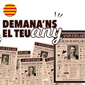 Regal d'aniversari: Pòster personalitzat de portada de diari vintage de Catalunya