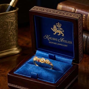 Anillo de oro de 14 quilates con banda curva en forma de margarita, anillo apilable floral con rubíes y diamantes.