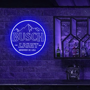 Busch Light Neon Sign, USB Light Up Sign, Busch Beer Neon Sign, Beer Bar Club Neon Sign, Gifts for Dad,Man Cave Gifts, Home Bar Wall Light