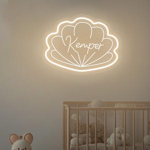 Seashell Custom Name Neon Sign, USB Light Up Sign, Shell Shape Night Light, Kids Room Decor, Shell Decor, Baby Girl Mermaid Name Sign