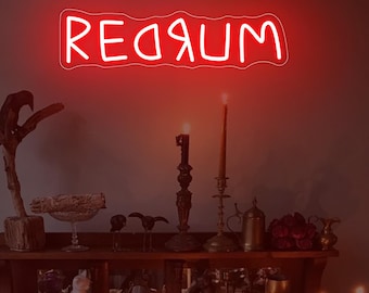 Enseigne néon Redrum, Enseigne néon horreur, applique murale horreur, décoration horreur, art déco sombre, décoration de chambre effrayante, cadeau pour amateur de films d'horreur, Halloween
