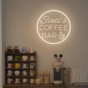 Anpassad kaffebarskylt för kök, anpassad kaffedekor, USB-lysande kaffeskylt, present till kaffeälskare, skylt för kafé, kaféskylt, kaffeskyltar