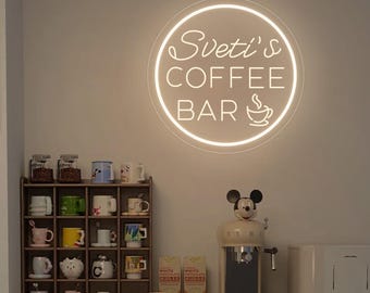 Insegna da bar personalizzata per la cucina, decorazioni personalizzate per il caffè, insegna da caffè con luce USB, regalo per gli amanti del caffè, insegna per bar, insegna per bar, insegne per caffè