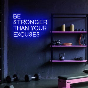Be Stronger Than Your Excuses Sign, Large Gym Wall Sign, Gym Exercise Motivational Sign, Fitness Center Decor, Office Gym, Gym Ideas