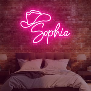 Custom Name Cowboy Hat LED Neon Sign Western Cowgirl LED Neon Light Texas Howdy Girl&#39;s Bedroom Decor Home Wall Decoration Gifts For Her