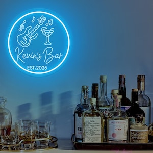 Custom Bar Neon Sign, 3D Engraved Home Bar LED Neon Light Wall Decor Cocktail Beer Man Cave Sign,Personalized Gifts For Him,Gifts For Dad