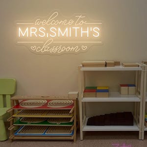 Custom Teacher Name Neon Sign, Personalized Teacher Door Sign, Teacher Name Sign, Teacher Gifts, Classroom Decor, Gift for Teacher