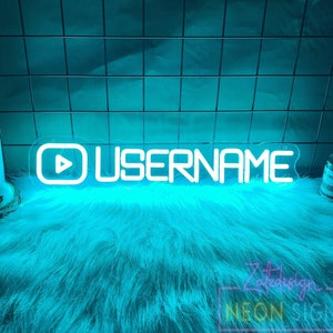 Placa de neon personalizada do Youtube, placa de neon com nome do YouTuber, placa personalizada do Twitch, decoração de sala de jogos, presentes para jogadores, luz de neon para tag de jogador, presente para o dia dos pais