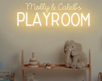Benutzerdefinierte Spielzimmer Neon Schild Name, Lass uns spielen Schild, Kinderzimmer Dekor, Kinderzimmer Wandkunst, Spielzimmer Dekor, personalisierte Geschenke für Kinder, Weihnachten