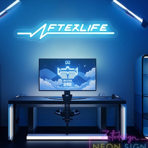 Placa de neon da vida após a morte, placa de jogador, arte de parede de jogo cyberpunk, decoração de sala de jogos, presentes para jogadores, presente para fãs de cyberpunk, decoração de caverna masculina, presente de dia dos pais
