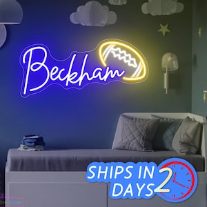 Custom Football Neon Sign, Football Neon Nursery Name Sign, Football Wall Art, Name Neon Sign For Kids, Kids Room Decor Sport Neon Light