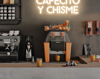 Cafecito y Chisme Neon Sign,Cafecito Neon Sign, But First Coffee Wall Decor,Kitchen Coffee Decor, Spanish Coffee Art, Spanish Kitchen Decor