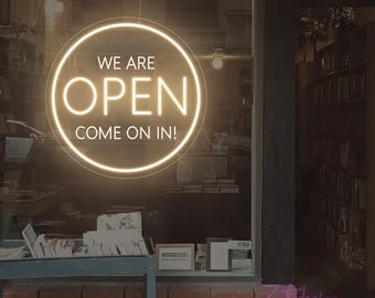We're Open Neon Sign, Open Sign For Business, Open Neon Light, Business Decor Sign, We Are Open Led Neon, Open Sign For Window,Engraved Sign