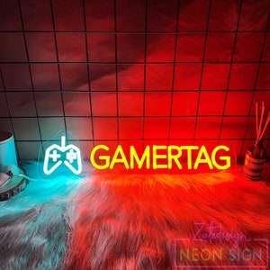 Letrero de neón con nombre de usuario de jugador personalizado, letrero de neón con etiqueta de juego personalizada, logotipo de juego personalizado, luz de neón de Twitch, regalo de juego, regalo para esposo, regalo de nombre de usuario hecho a mano