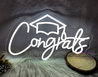 Lights Around Graduation Sign Congrats Led Sign Custom Graduation Decor, Led Neon Light Wall Decor ...