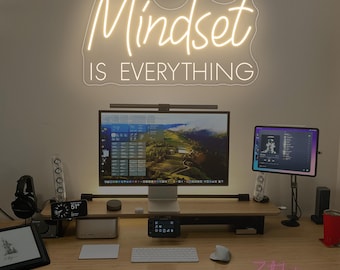 Mindset Is Everything Neon Sign, Postive Neon,Motivational Wall Light, Inspirational Quote Decor,Home Gym Office Wall Art,Mental Health Neon