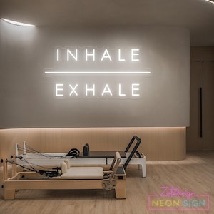 Placa de neon para inspirar e expirar, Placa de neon para inspirar e expirar, Decoração de fitness e ioga, Decoração de sala de ioga e pilates, Decoração de academia em casa, Presente para amantes de ioga, Placa de neon para ioga