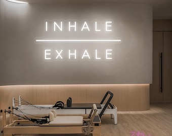 Inhale Exhale Neon Sign, Inhale Exhale Sign, Fitness & Yoga Decor, Yoga Room Pilates Decor, Home Gym Decor, Yoga Lover Gift, Yoga Neon Sign
