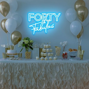 Forty and Fabulous Neon Sign, Forty Birthday Sign, 40th Birthday Decorations, Birthday Led Sign, Happy Birthday Sign, Signs 40th Birthday