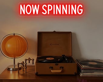 Now Spinning Neon Sign, Retro Record Player Music Room Decor, Vinyl Record Decor,Record Lover Gift for him,DJ Room Music Studio Decor