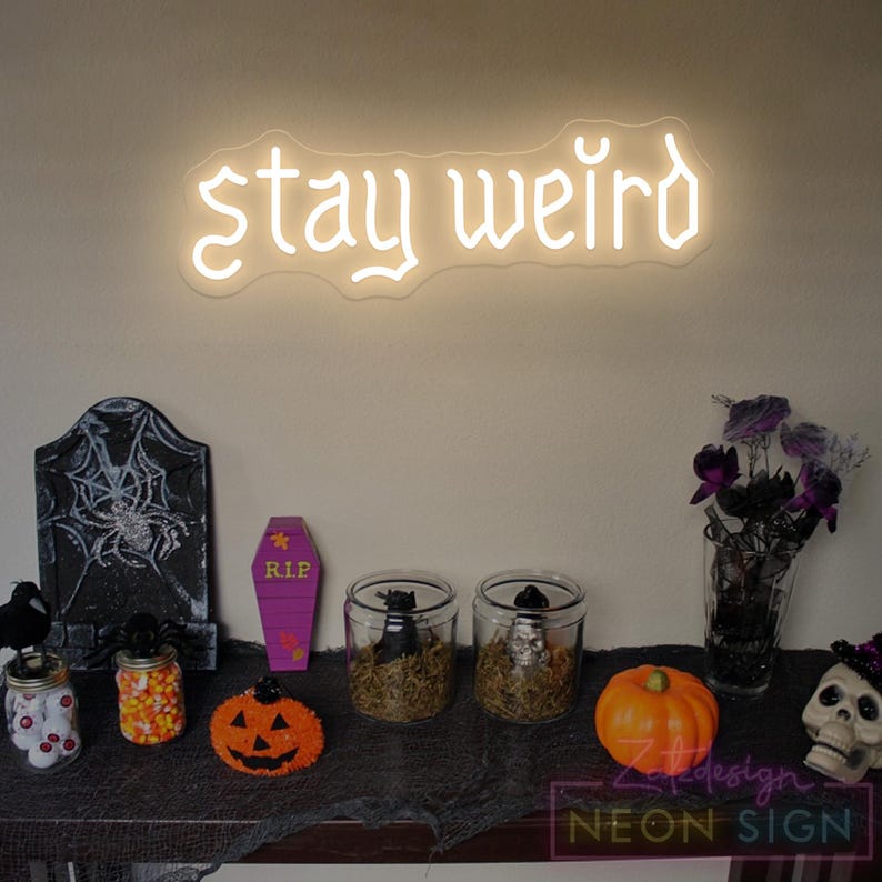 Stay Weird Neon Sign, Skeleton Hand Neon Sign Custom, Gothic Decor ...