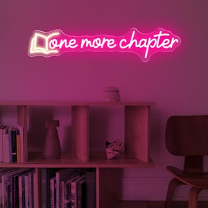 Letrero de neón de One More Chapter, letrero de biblioteca para el hogar, regalo para amantes de los libros, regalo para amantes de los libros, decoración de biblioteca, regalo para bibliotecarios, regalo para maestros, decoración de estanterías