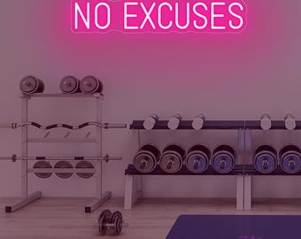 No Excuses Neon Sign Sportschool neonreclame Fitnessstudio bord muur motiverende neonbord Workout kamer bord Home Gym Decor Decor Fitnesscentrum