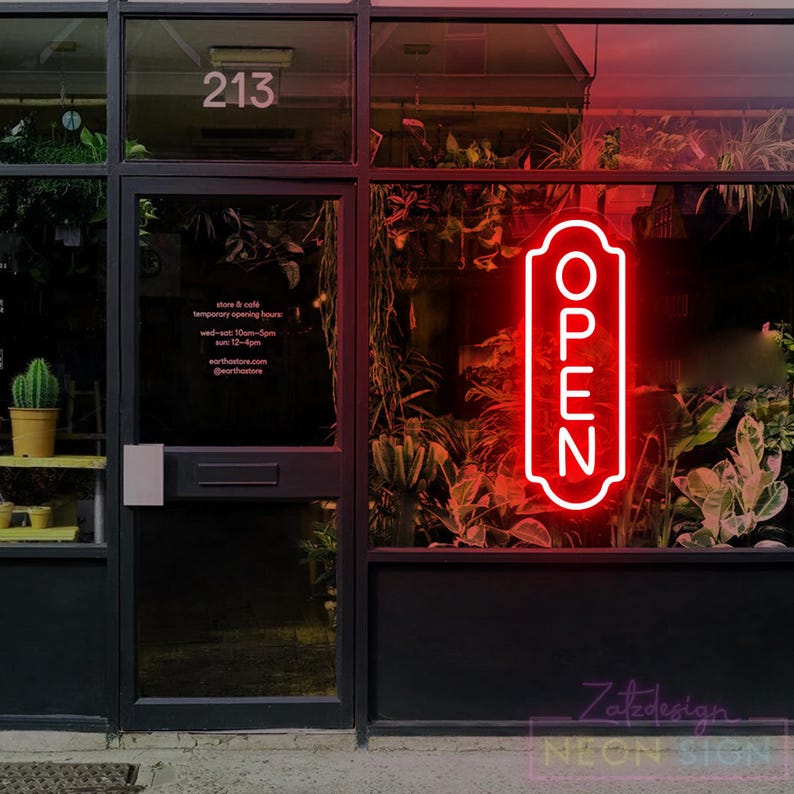 Open Neon Sign for Store Window, Business Vertical Open Light Sign ...