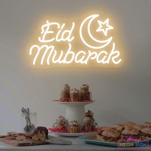 Eid Mubarak Neon Sign Custom Holidays Neon Sign Ramadan Mubarak Led Neon Light Ramadan Mubarak Party Decor Decoração de parede para casa islâmica Decoração Eid