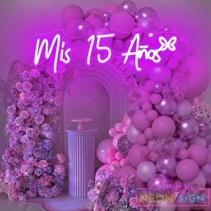 Placa de neon Mis 15 Años, luz de neon personalizada para festa de 15 anos, decoração Mis Quince, placa de festa Sweet 15 Quinceanera, presentes para ela, decoração de aniversário