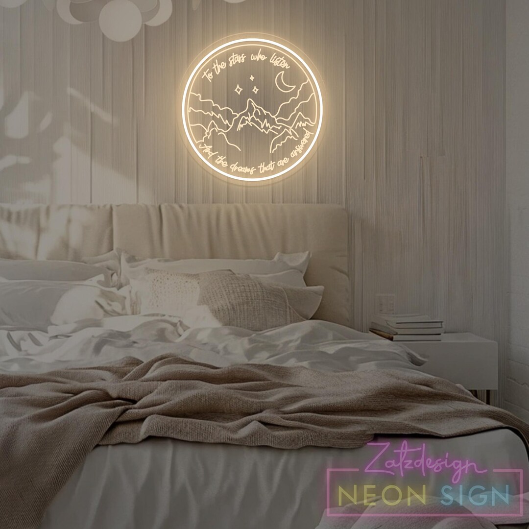 ACOTAR Night Neon Sign Mountain With Stars,to the Stars Who Listen ...