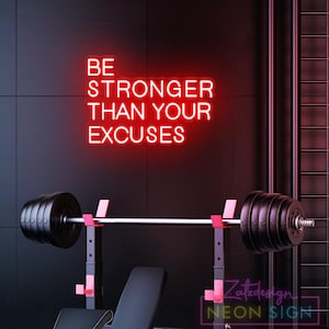 Letrero "Sé más fuerte que tus excusas", letrero grande para gimnasio, letrero motivacional para hacer ejercicio en el gimnasio, decoración de gimnasio, gimnasio de oficina, ideas para gimnasios