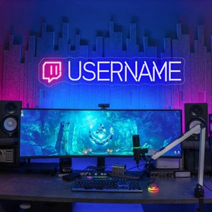 Placa de neon com nome de usuário de jogador personalizado, etiqueta de jogo personalizada em neon, logotipo de jogo personalizado, luz neon Twitch, presente de jogo, presente para marido, presente de nome de usuário feito à mão