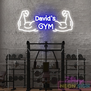 Custom Name Gym Neon Sign, Muscle Neon Lights, Fitness Club Neon Sign, Gym Wall Decor, Fathers Gift for dad, Gym Workout Room Sign