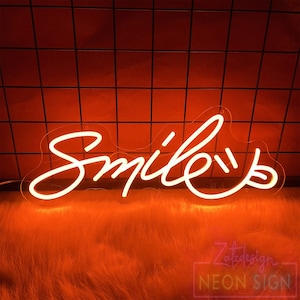 Insegna al neon con faccina sorridente, insegna al neon a LED per camera da letto, decorazione da parete, luce al neon a LED, decorazione per feste di matrimonio per bambini, arredamento per la casa, regalo per lui