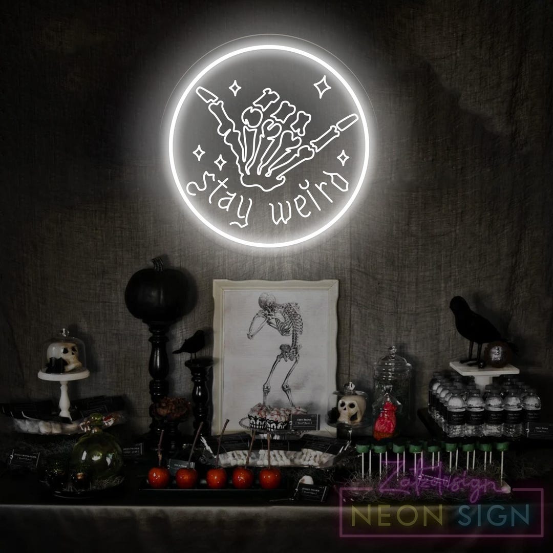 Stay Weird Neon Sign,usb Light up Sign,gothic Decor,skeleton Neon Sign,vintage Font Decor,room Wall Art,personalized Gift,dark Art Decor - Etsy Japan