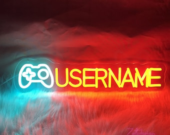 Custom Gamer Username Neon Sign,Personalized Game Tag Neon,Custom Game Logo,Twitch Neon Light,Game Gift,Husband Gift,Handmade Username Gift